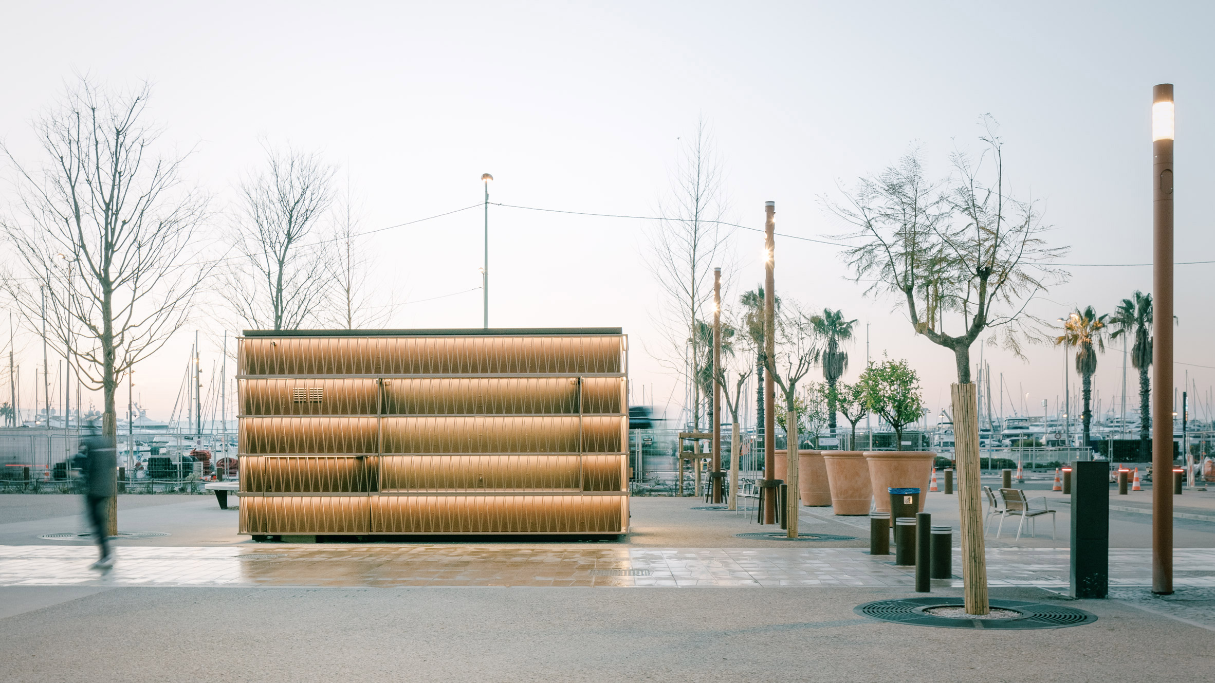 Heams & Michel Architectes shrouds prefabricated pavilions in geometric lattices-0