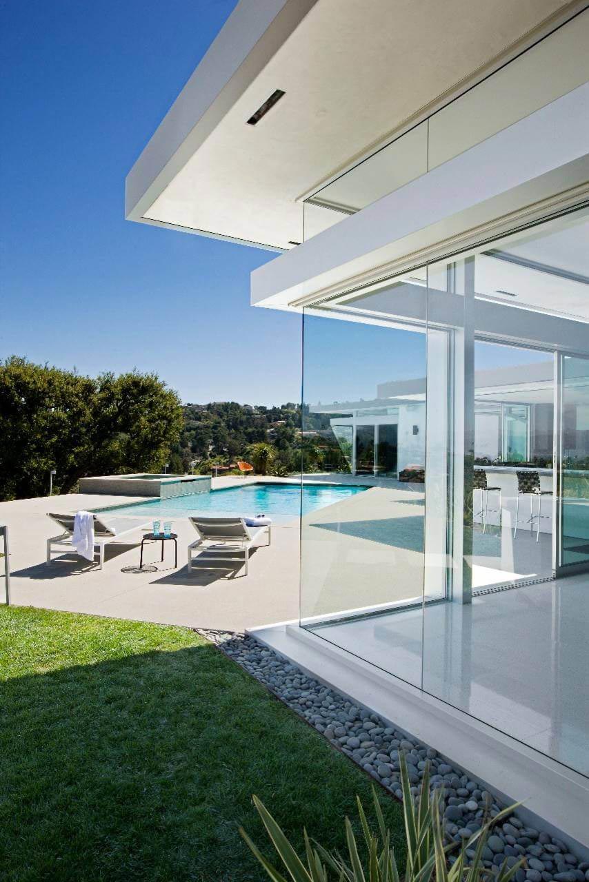 加州恩西诺山现代住宅，180 度圣费尔南多河谷盆地景观-14