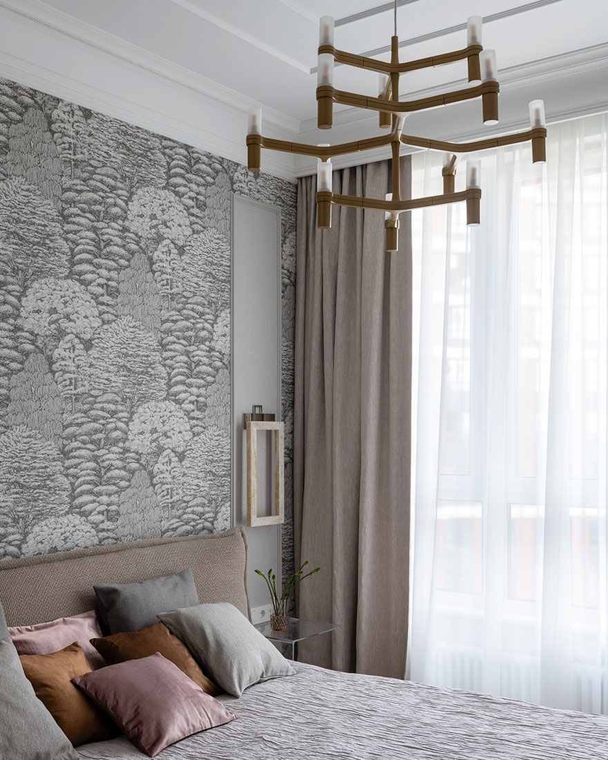 莫斯科现代经典公寓，大胆花墙纸成亮点-13