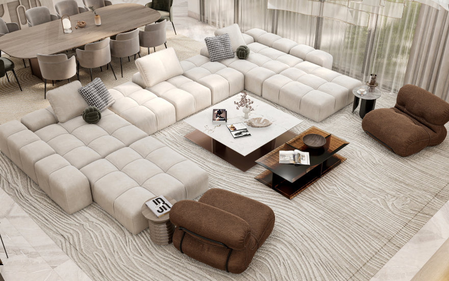 沙特阿拉伯家庭客厅与餐厅设计丨Alaa Arafa-6