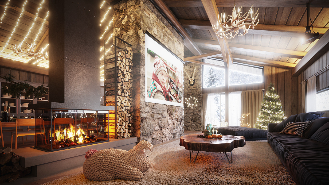 俄罗斯奢华别墅的圣诞清晨-1