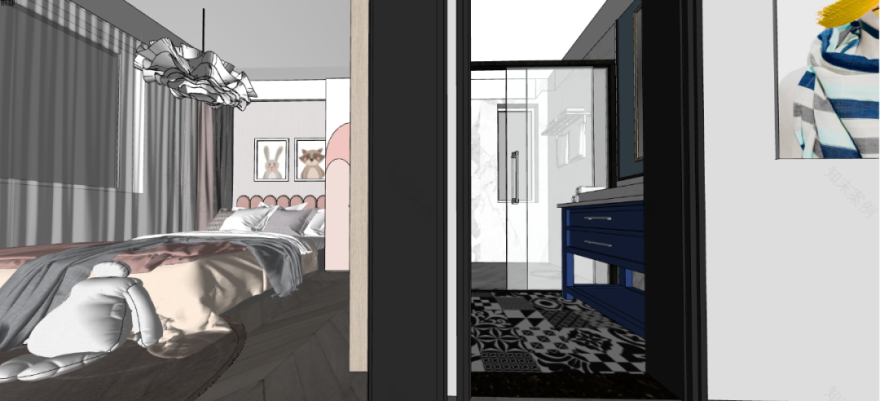 90㎡现代极简鑫利家园,Kaws 新家的空间艺术-57