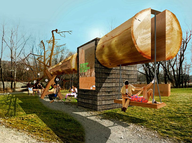 金丝楠木打造的艺术空间·Chop Stick 公园公共休息室-10