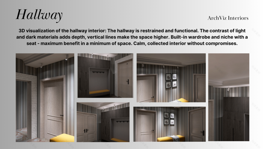 3D visualization of the hallway interior:-1