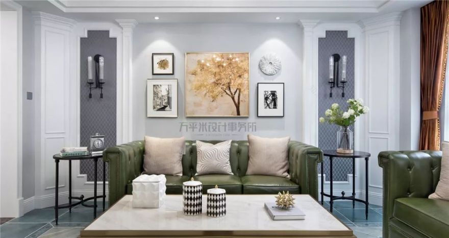 长夏方平米设计,美式平层大宅的优雅色彩碰撞-102