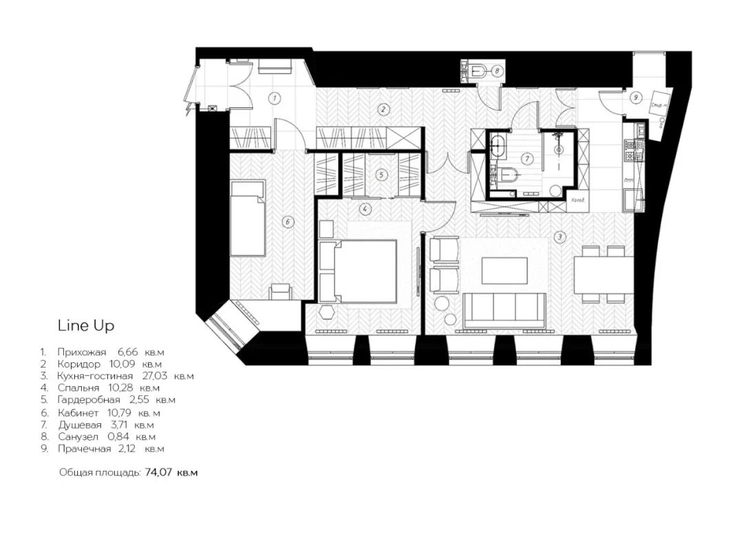 莫斯科 66㎡莫兰迪简约风公寓,玻璃隔断打造开放式空间-71