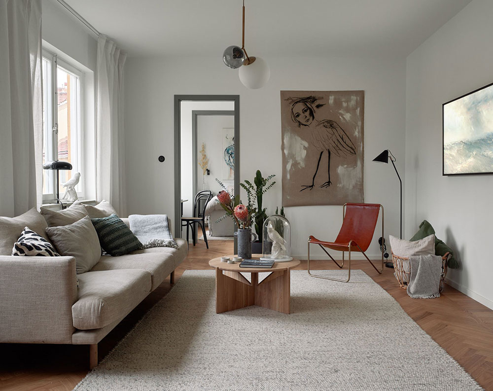原木与灰色共舞，打造独特斯堪的纳维亚风格公寓-11