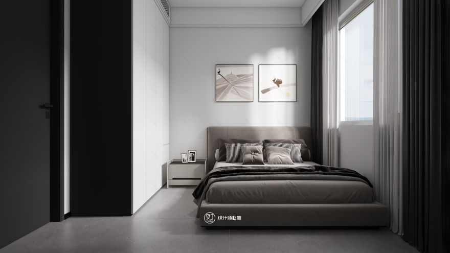 135㎡黑白灰风格住宅设计-28