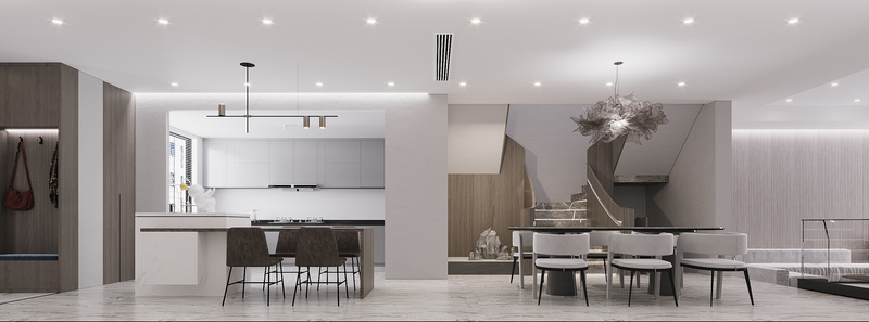 现代极简原木风白色基底温馨空间设计-1