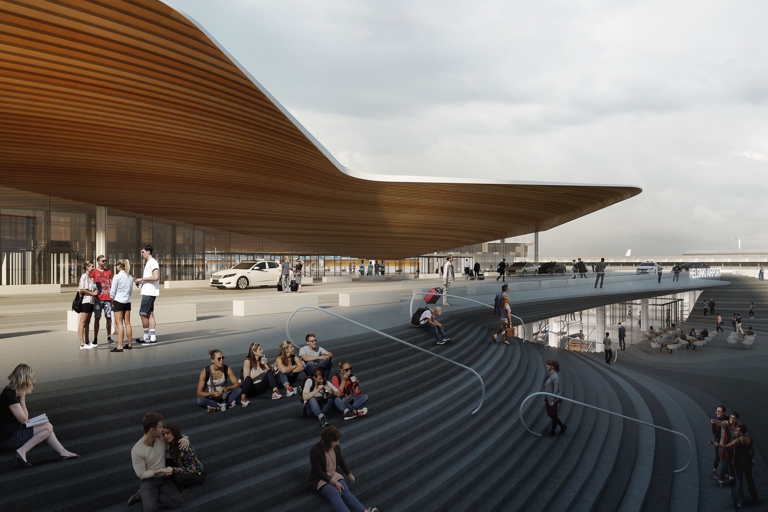 Helsinki Airport to Be Transformed with Undulating Roof and Public Landscape-3