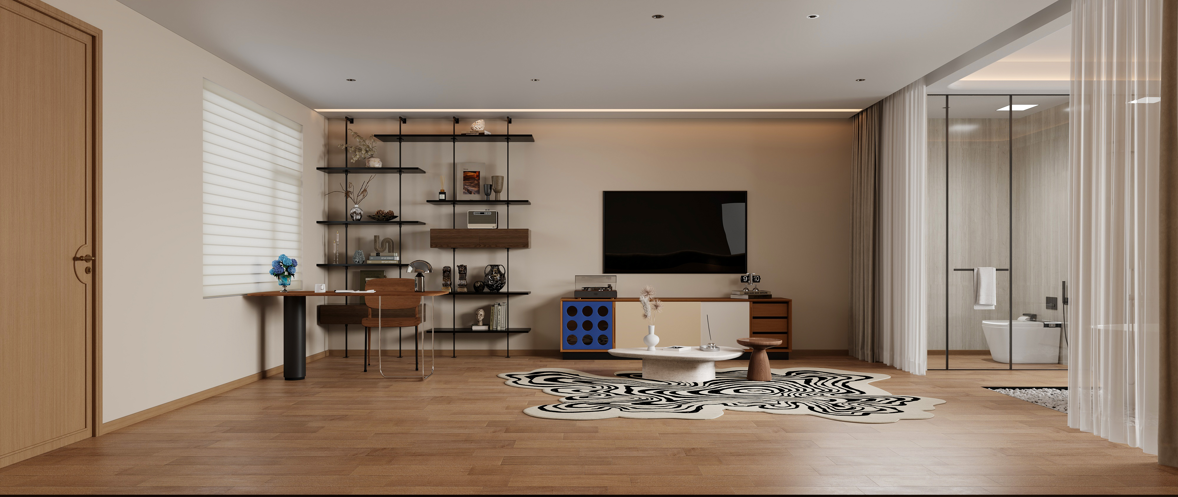 复古风别墅客餐厅效果图表现-3