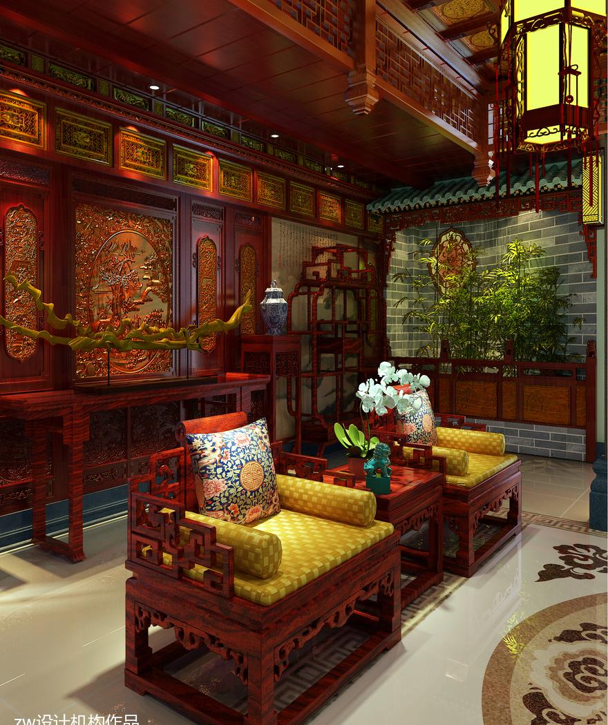 中式书房设计 | 月华临静夜的玄关与接待大厅-10