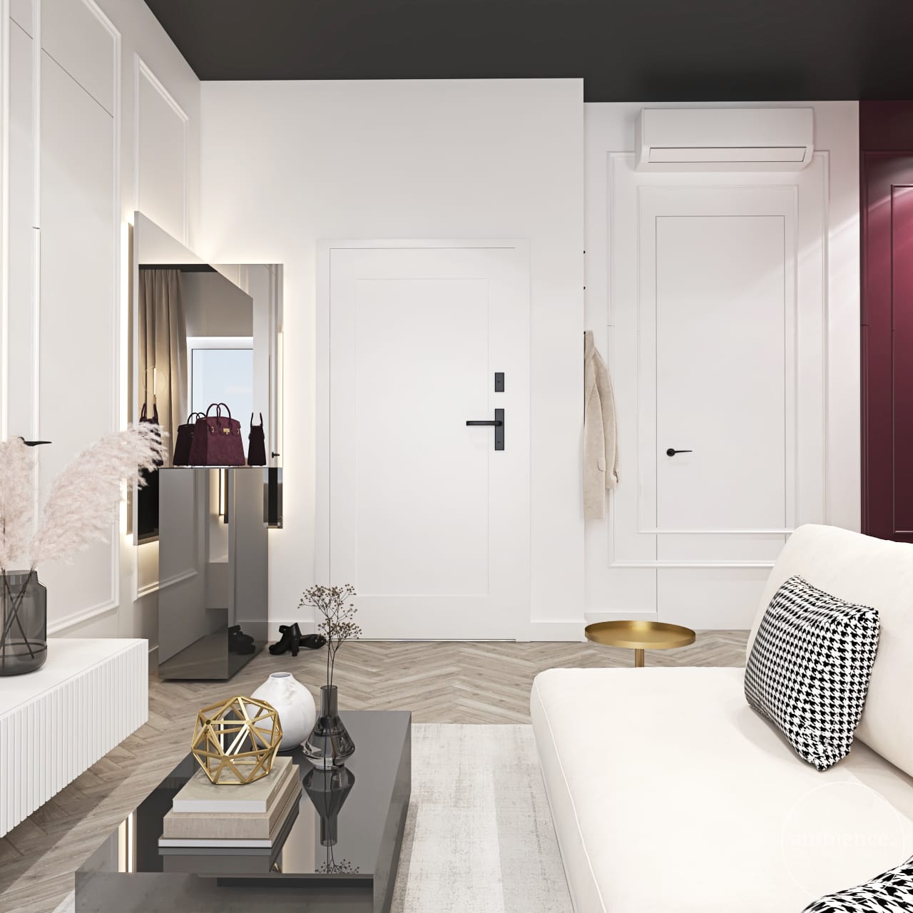 现代经典风带酒红色调室内项目丨波兰埃尔布隆格-20