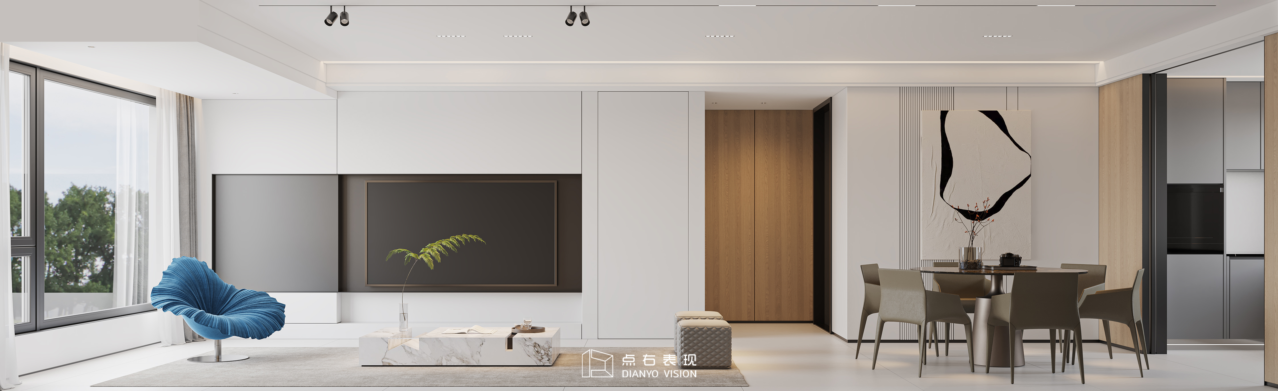 现代原木风格室内设计丨点右效果图表现-2