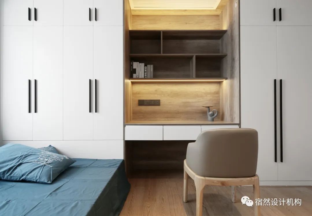 南昌 125㎡现代简约家居,黑白灰中融入绿色与橙色-106