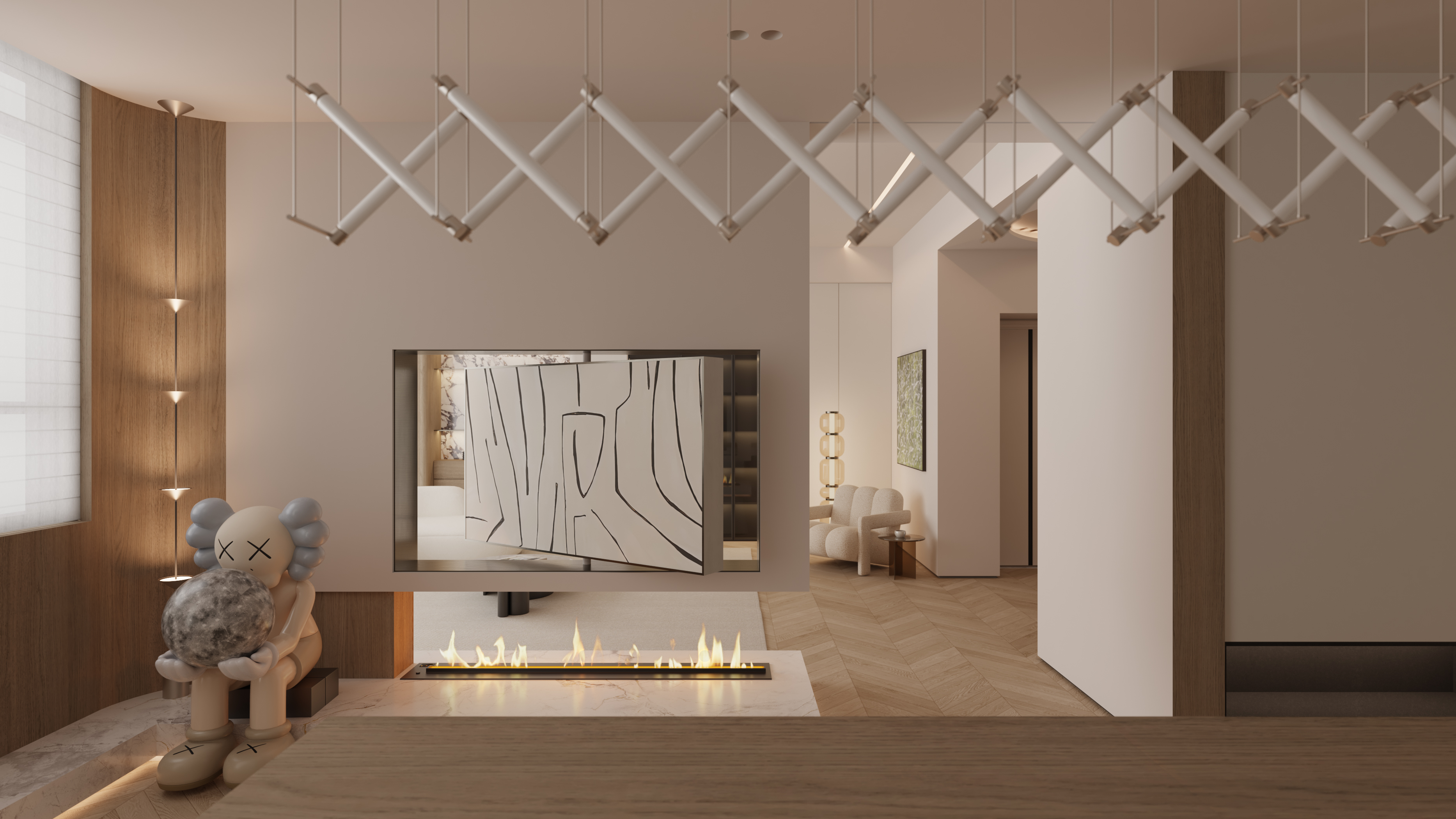 现代奶油风大平层-19