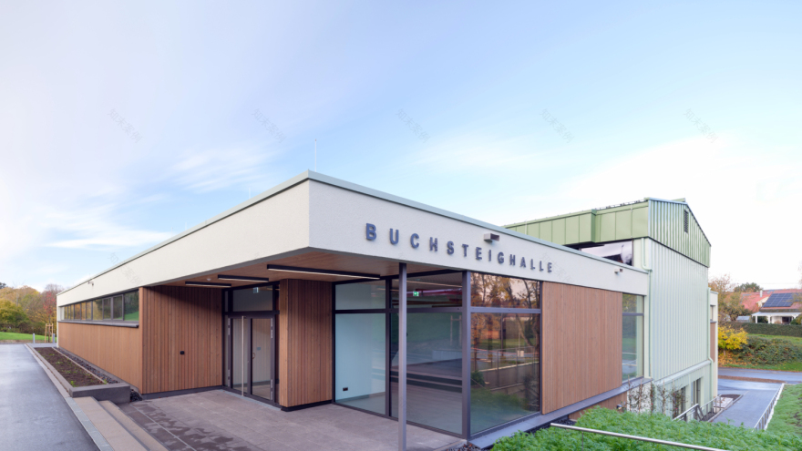 Buchsteighalle mit neuem Feuerwehrhaus in Eutingen-Weitingen - buerohauser-0