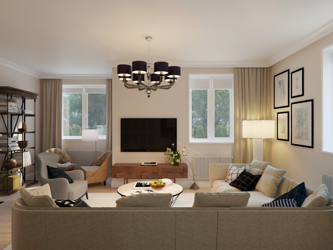 The interiors of the country house of 300 m  in American style Alexandra Fedorova-11