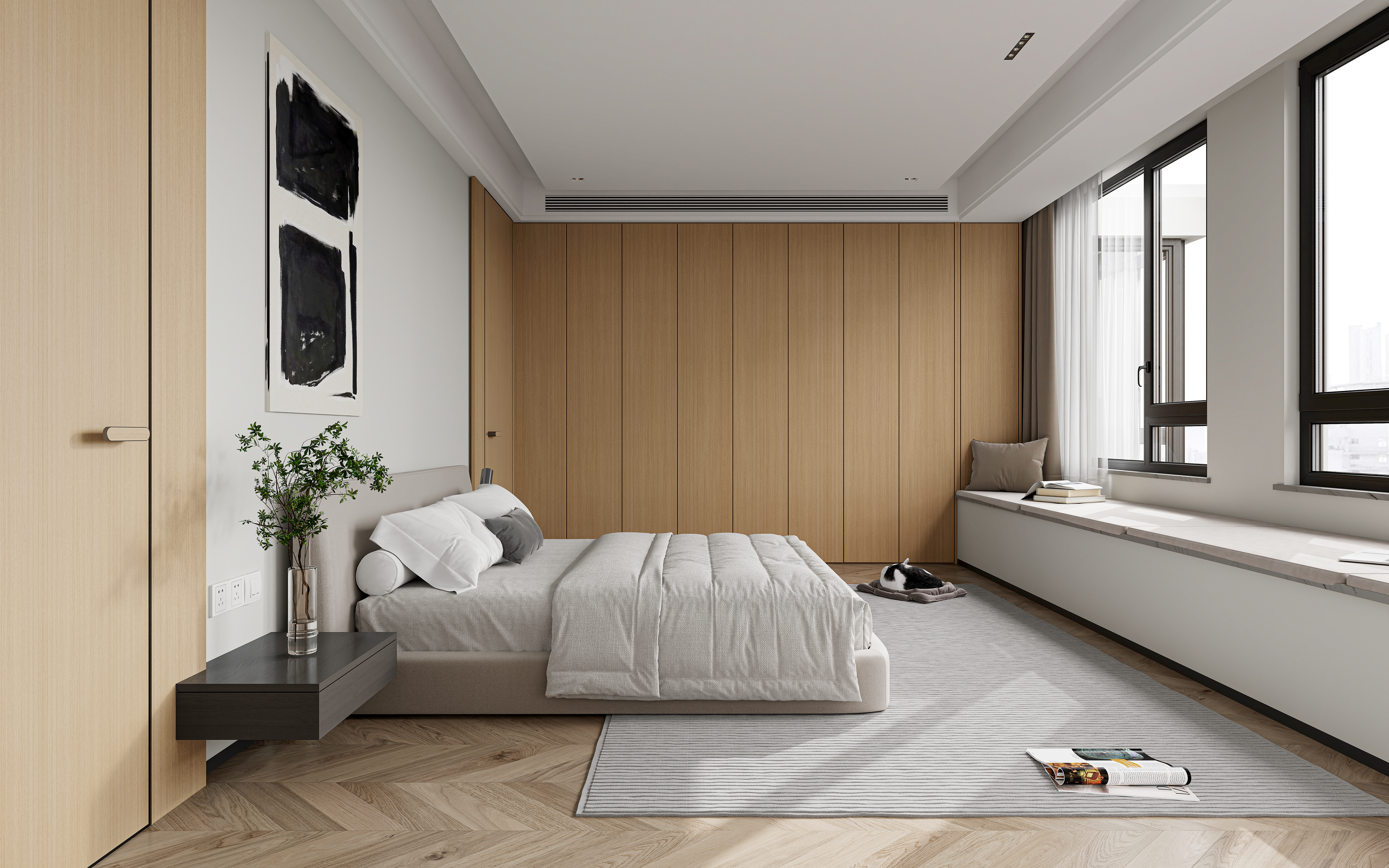 现代极简客餐厅·卧室·卫生间设计-23