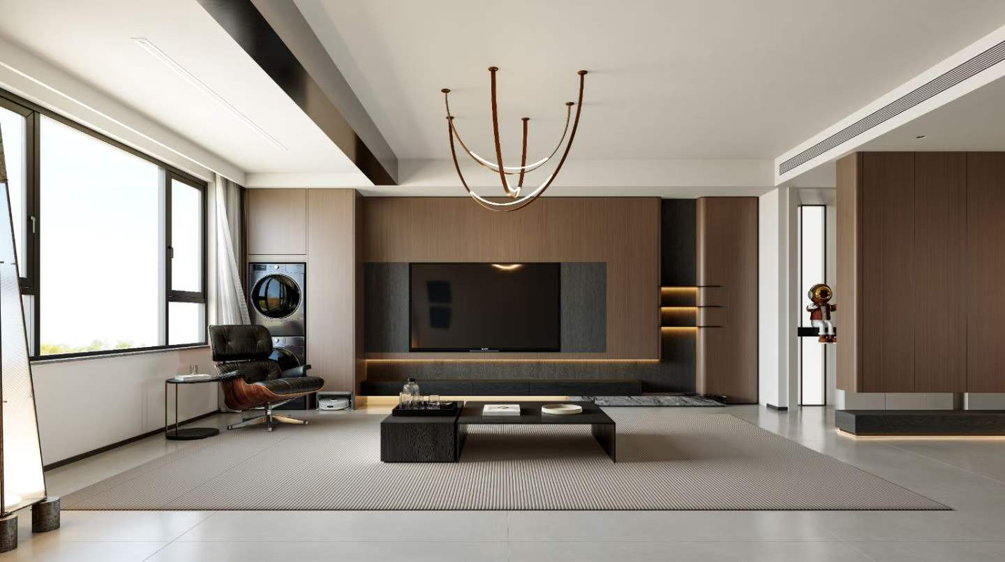 大平层轻奢客餐厅效果图表现-0