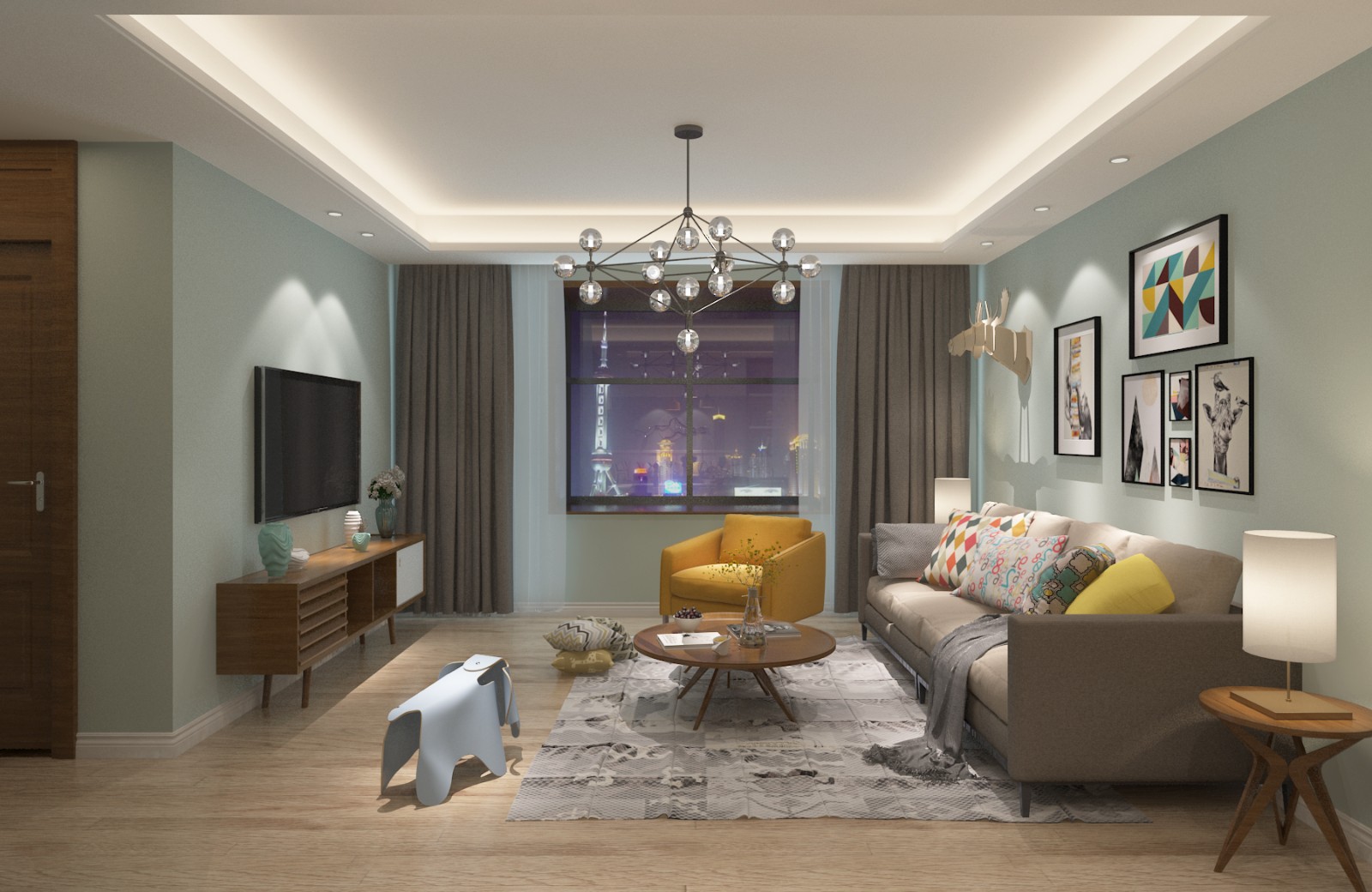 五号工地北欧客厅及女儿房-4