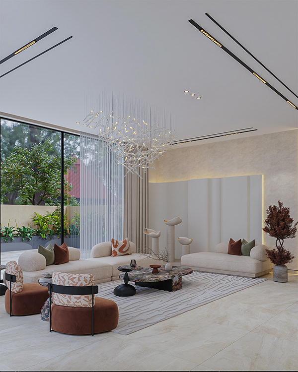 简约风客厅与餐厅丨阿联酋阿布扎比丨MENNA TAREK-14