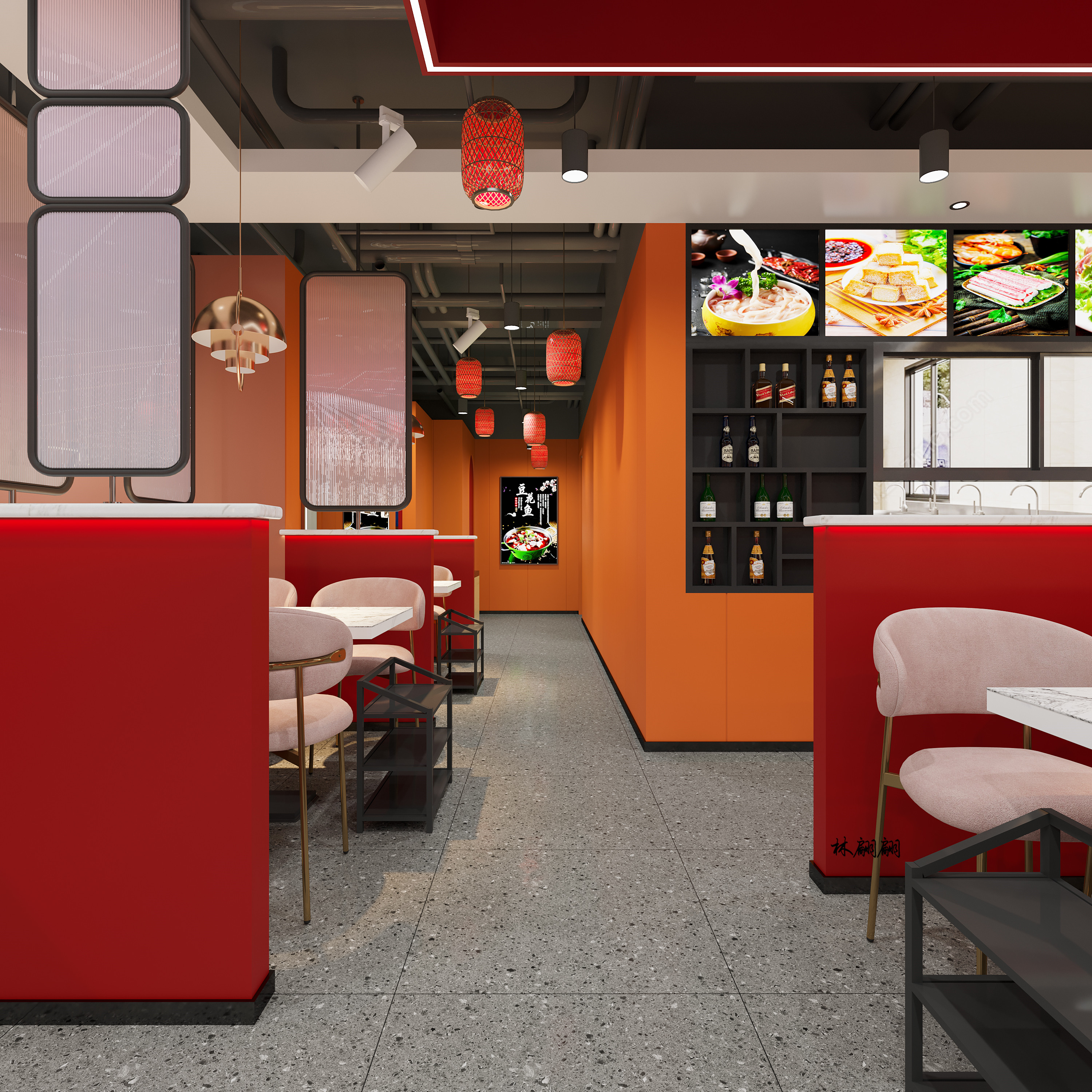 装修设计|国潮火锅店效果图设计分享-4