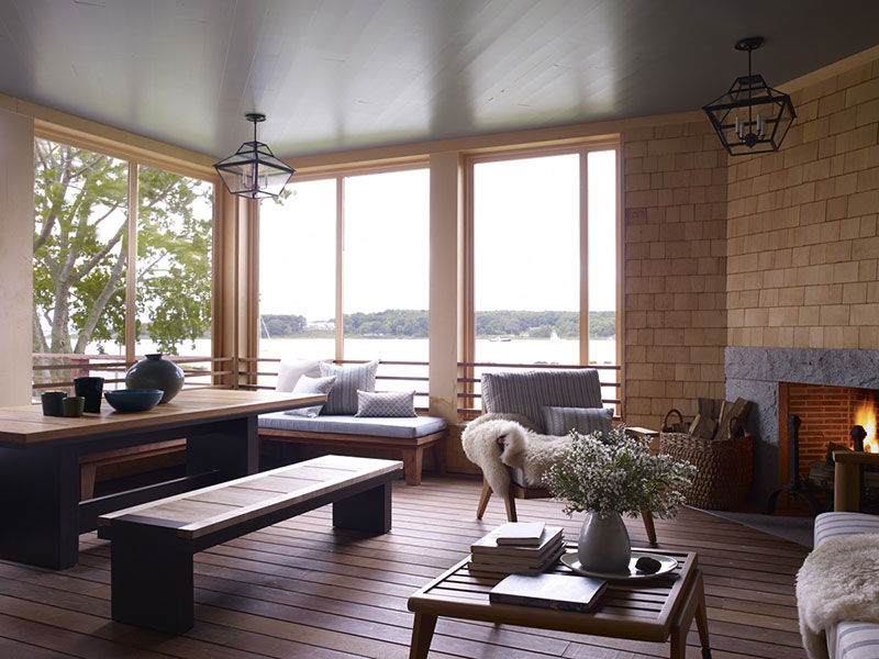 Rhode Island 奇异湖畔小屋，美式传统风格与自然材料的完美融合-8