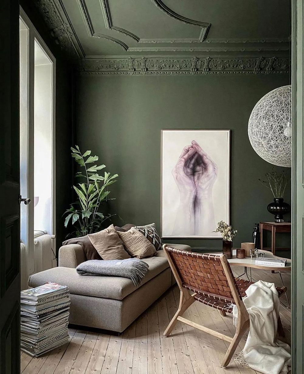 瑞典大胆绿色公寓设计，充满戏剧性魅力-7