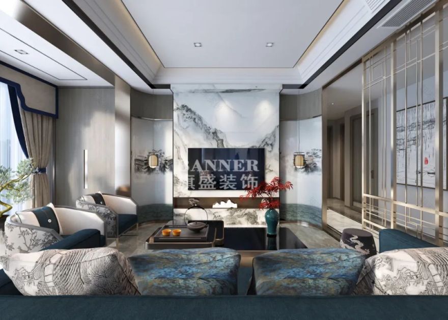 新中式轻奢风澜园平层设计,苏一打造四口之家舒适空间-22