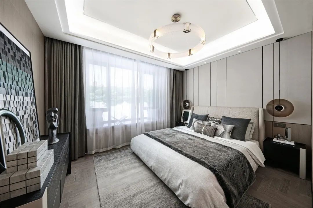 烟台万科翡翠长安样板间 | 抹茶色遇见黑灰色，简约至美-53