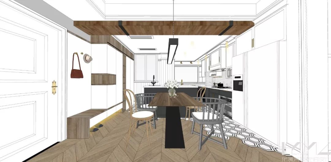 南京 124㎡现代美式混搭家居，开放式厨房、飘窗改造亮点多-27