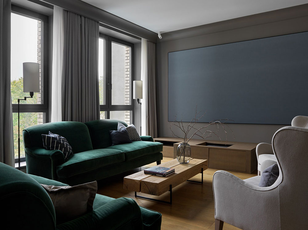 莫斯科现代优雅公寓设计,大胆用色呈现独特氛围-3