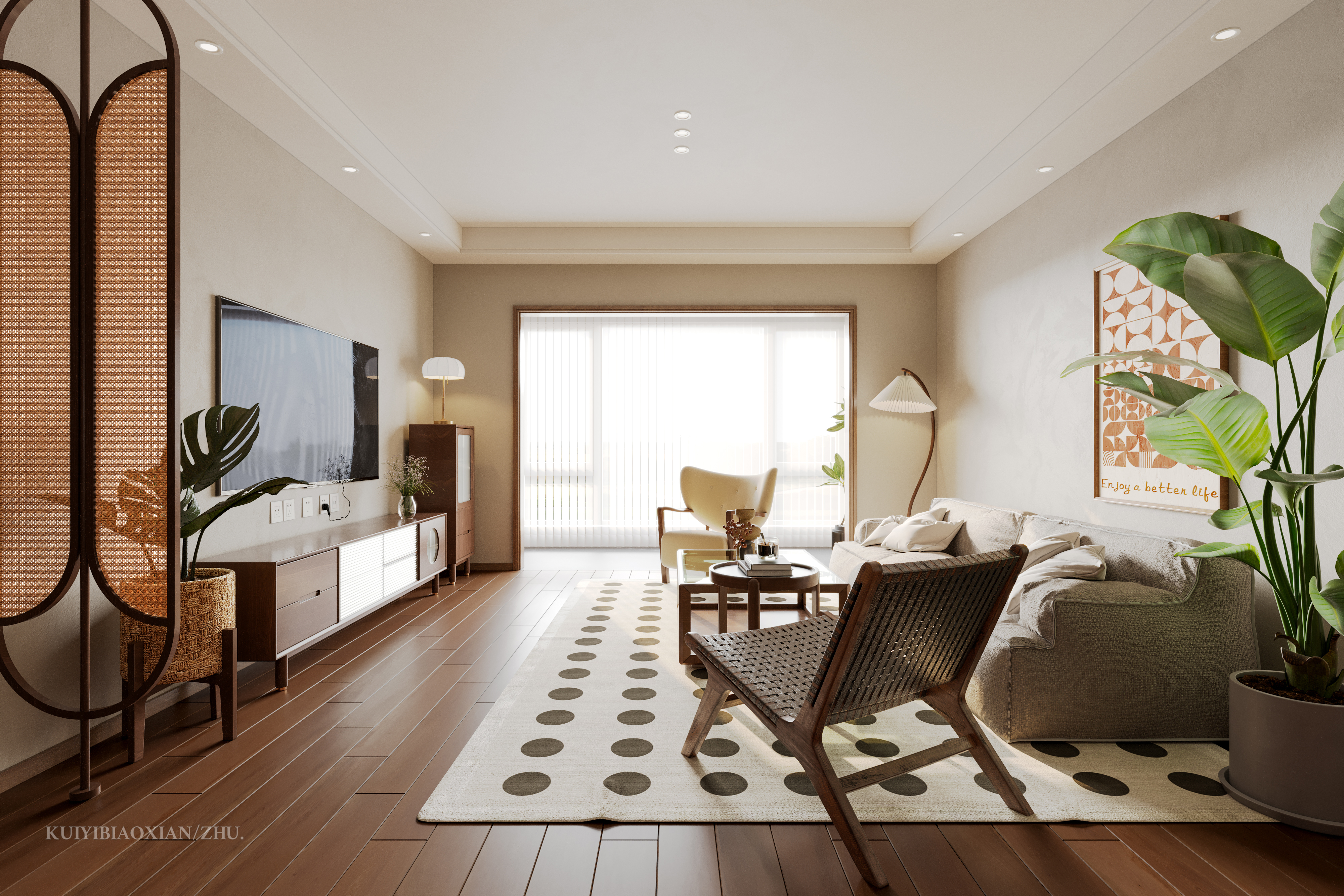 侘寂风客餐厅效果图-10