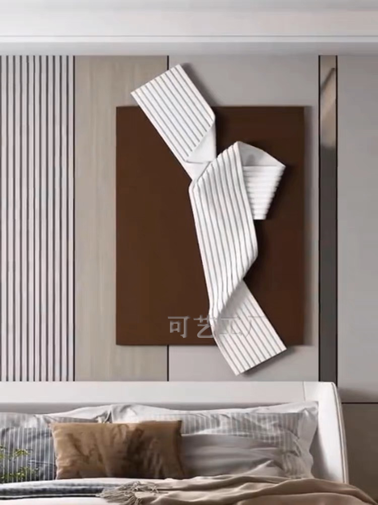 轻奢高档立体手工皮画客厅玄关卧室书房样板房装饰挂画-9