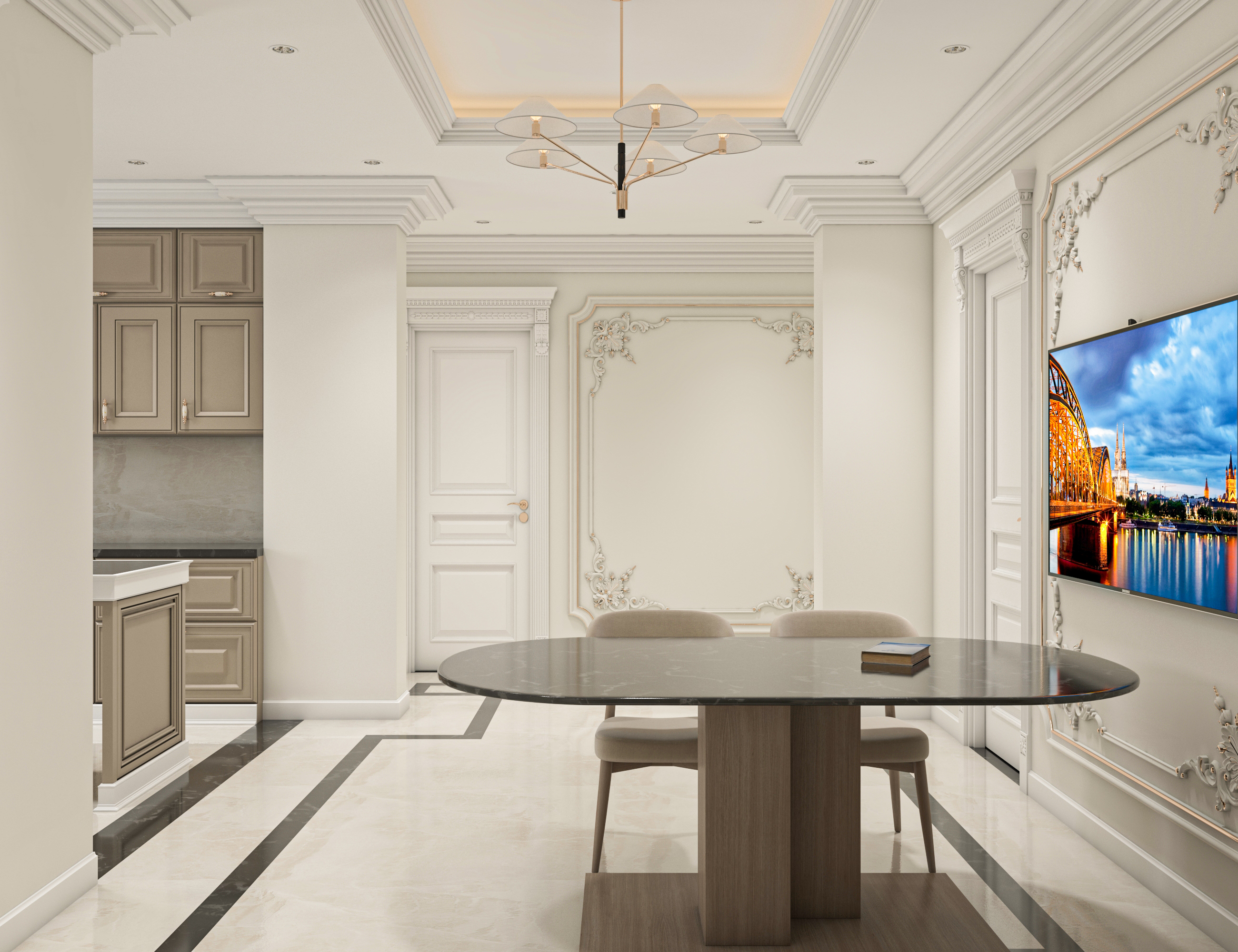 New Classic Living With Open Kitchen-9