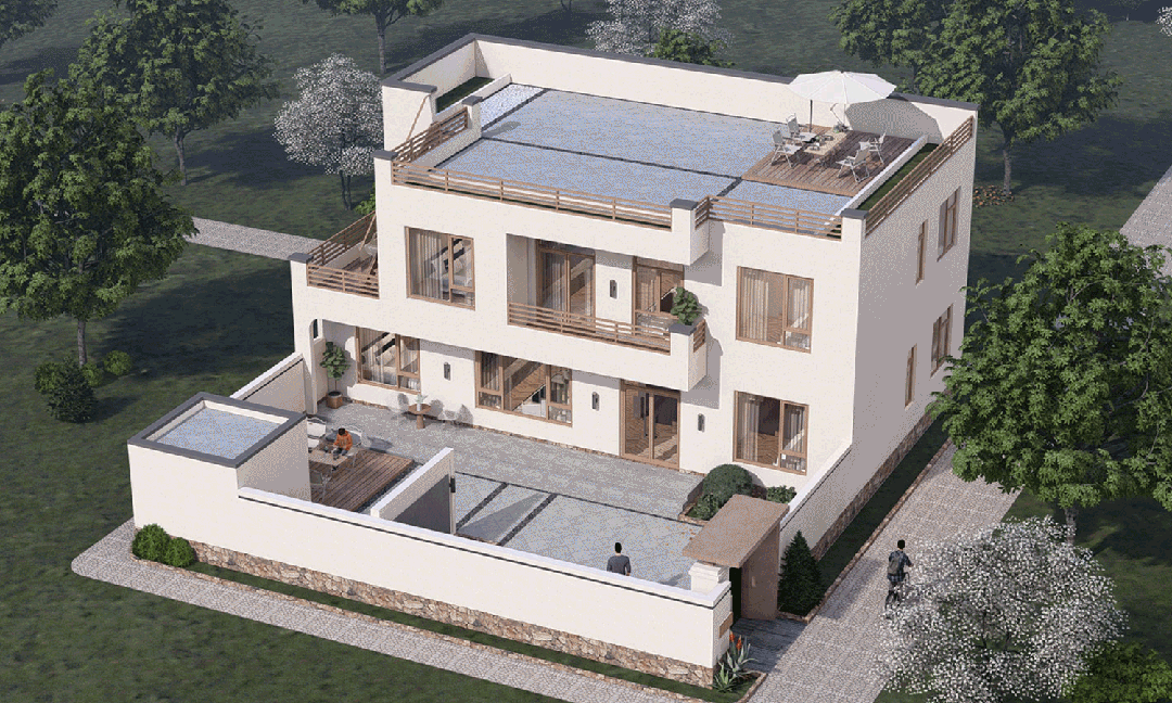 【设计师案例】土建参考造价41万，面宽16m×进深9.3m北京密云二层现代别墅-1