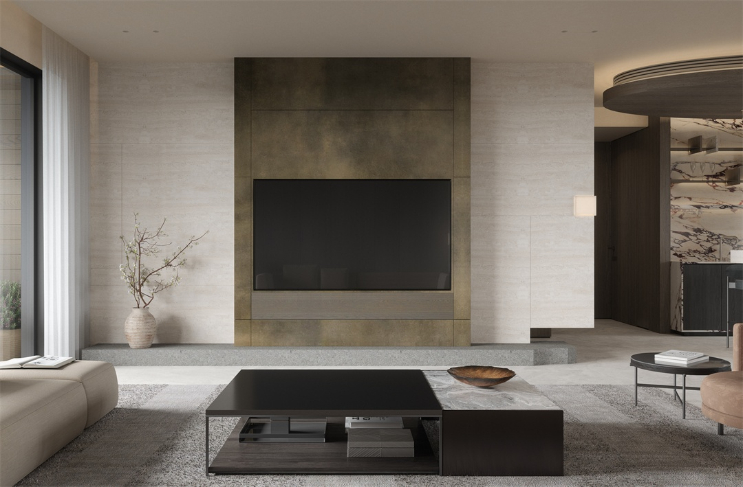 香港大禾装饰|侘寂风格大平层效果图-4