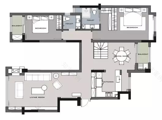 茱萸粉+祖母绿,塑造复式轻奢风 双宝设计机构-31
