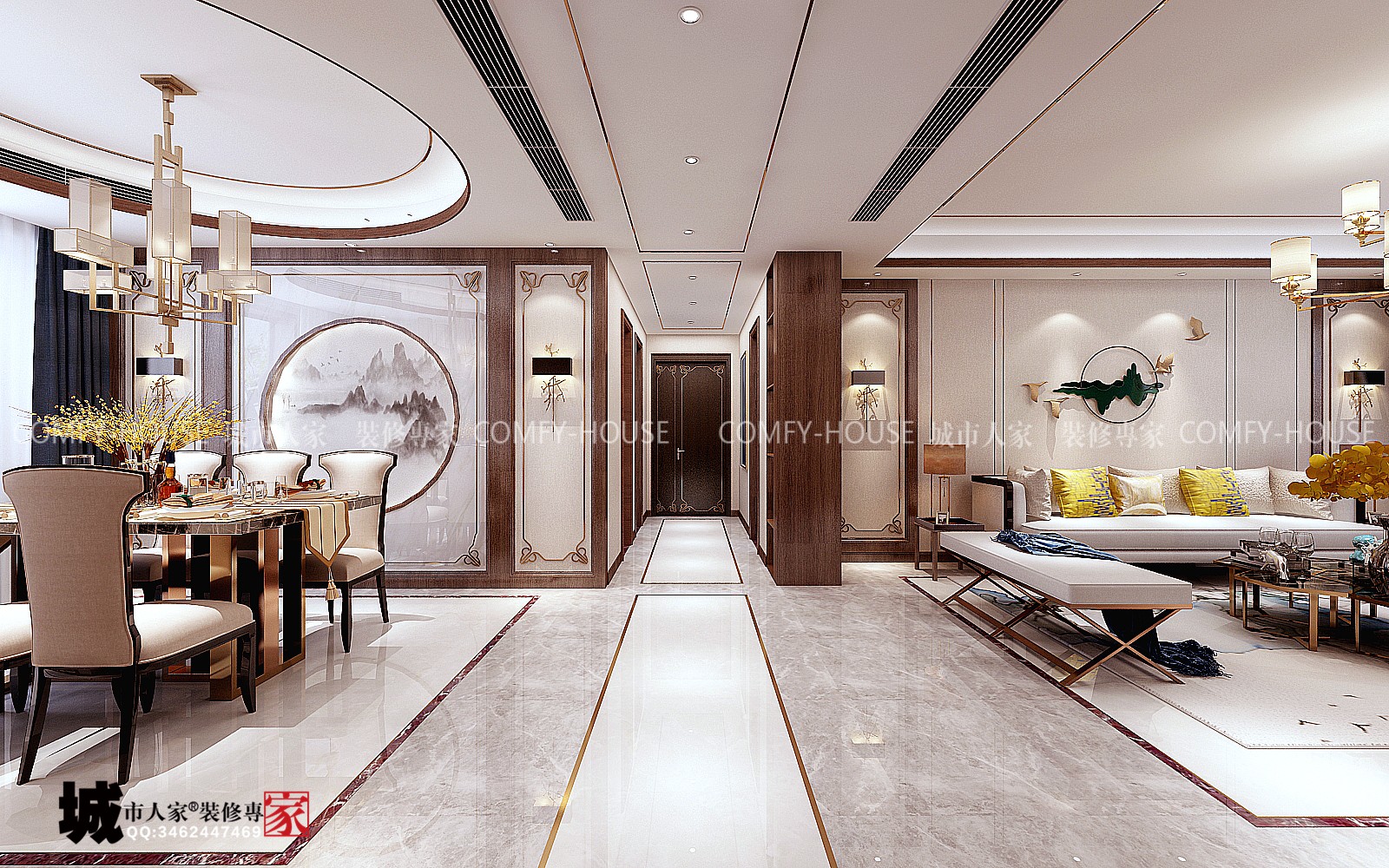 海尔绿城.麗园210平方中式风格 美炸天的中国风设计-8