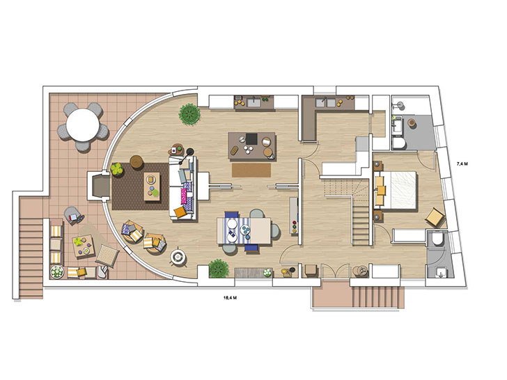 西班牙海岸阳光美宅，弧形窗成就绝美海景-17