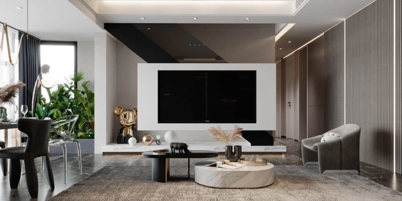 悬浮式电视背景墙设计-51