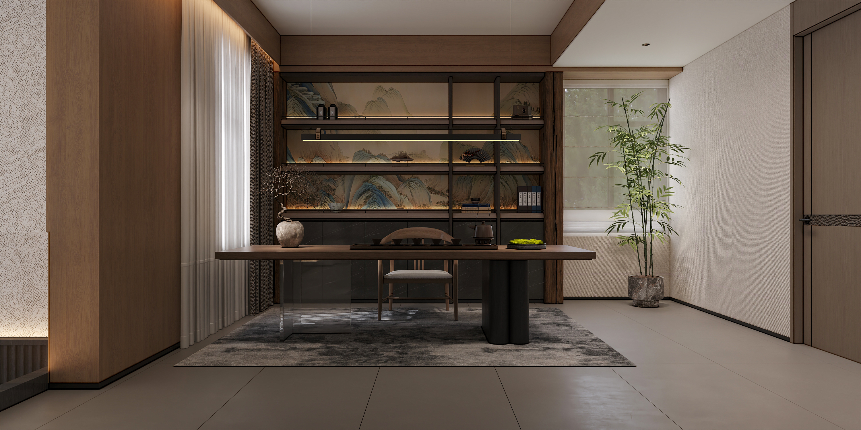 武汉  红莲湖高尔夫庄园535㎡    宋式美学效果表现-19