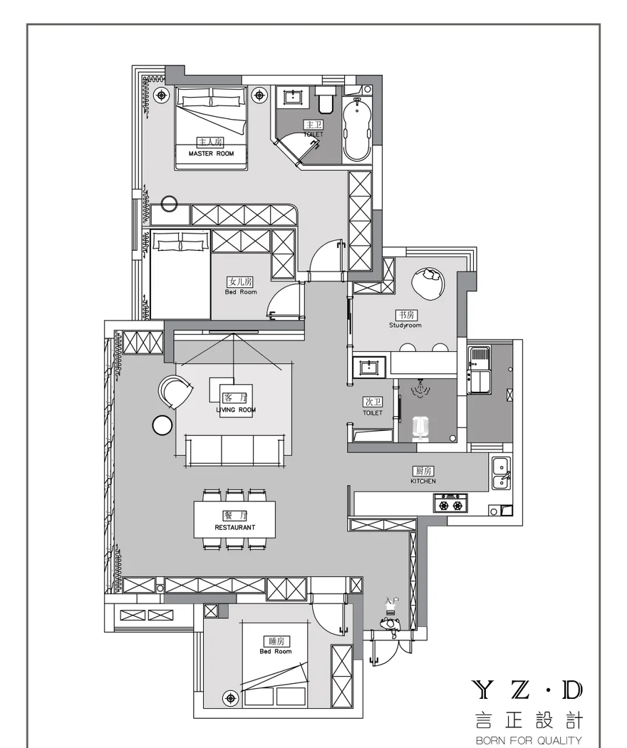 110㎡现代简约风住宅设计丨言正设计-7