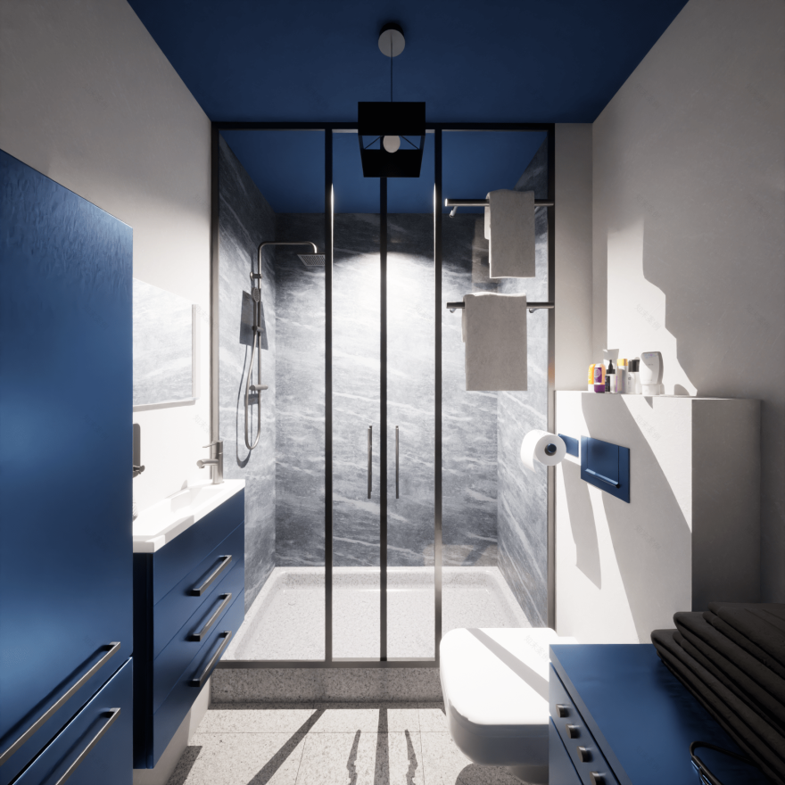 多功能室,客厅+厨房,浴室-29