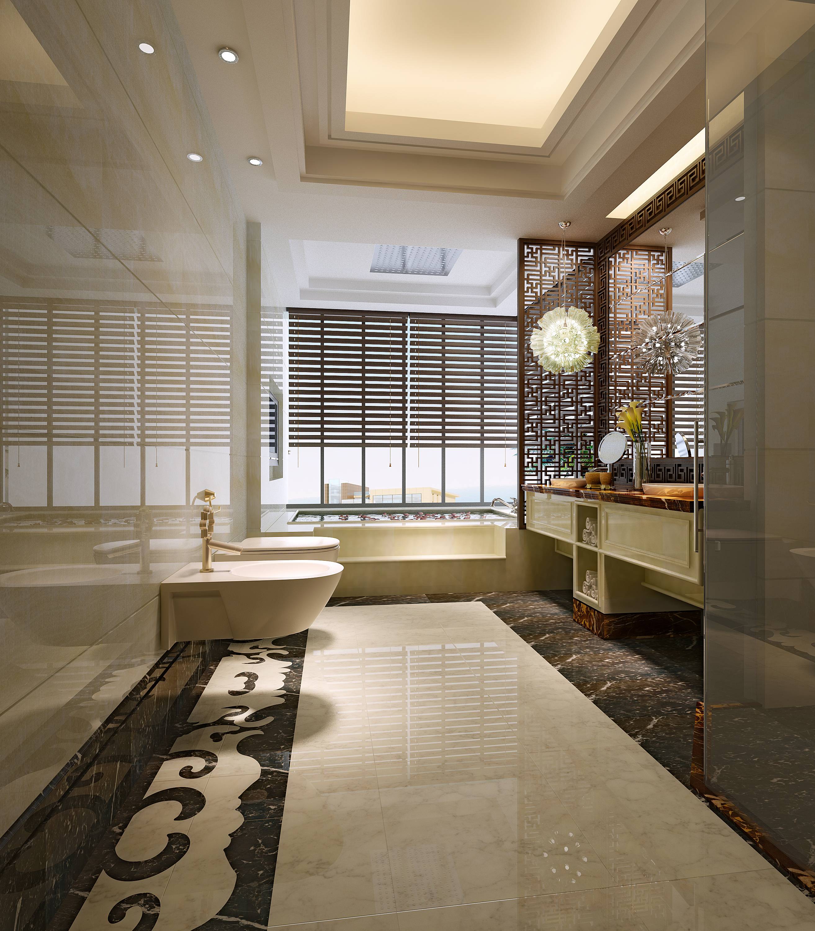 新中式 中式古典 奢华家装别墅样板房-6-33