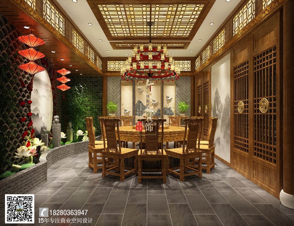 【湖南唇香阁火锅店】成都特色中式火锅店设计_成都专业火锅店装修公司-5