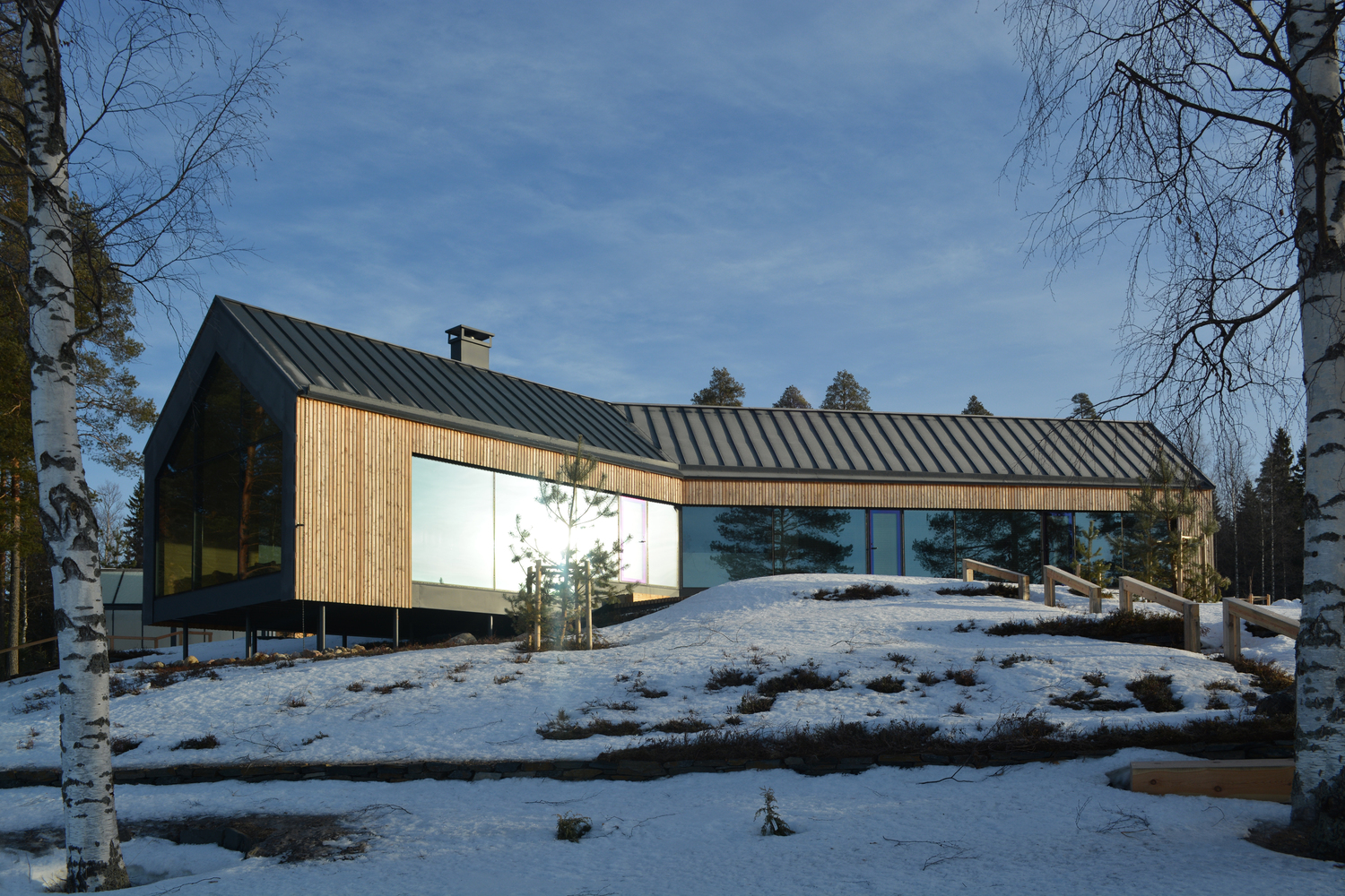 芬兰湖畔“Y 形”生态小屋-43