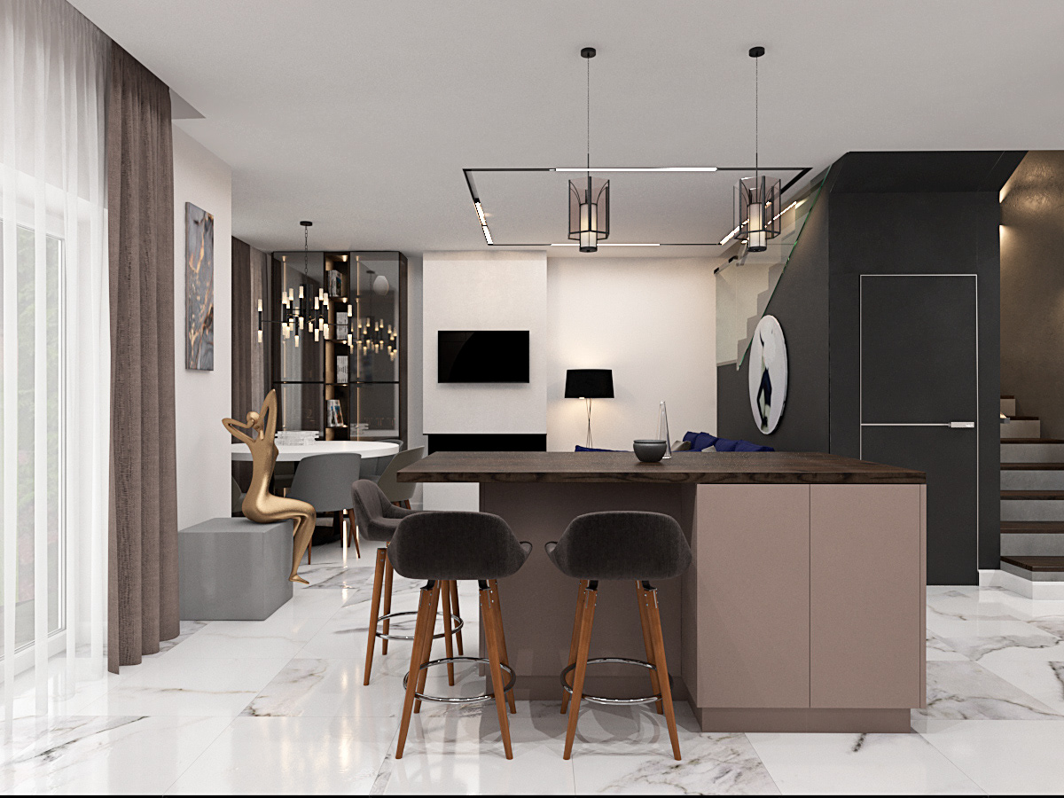 Кухня-столовая-гостиная. Таунхауз. 1-й этаж-2