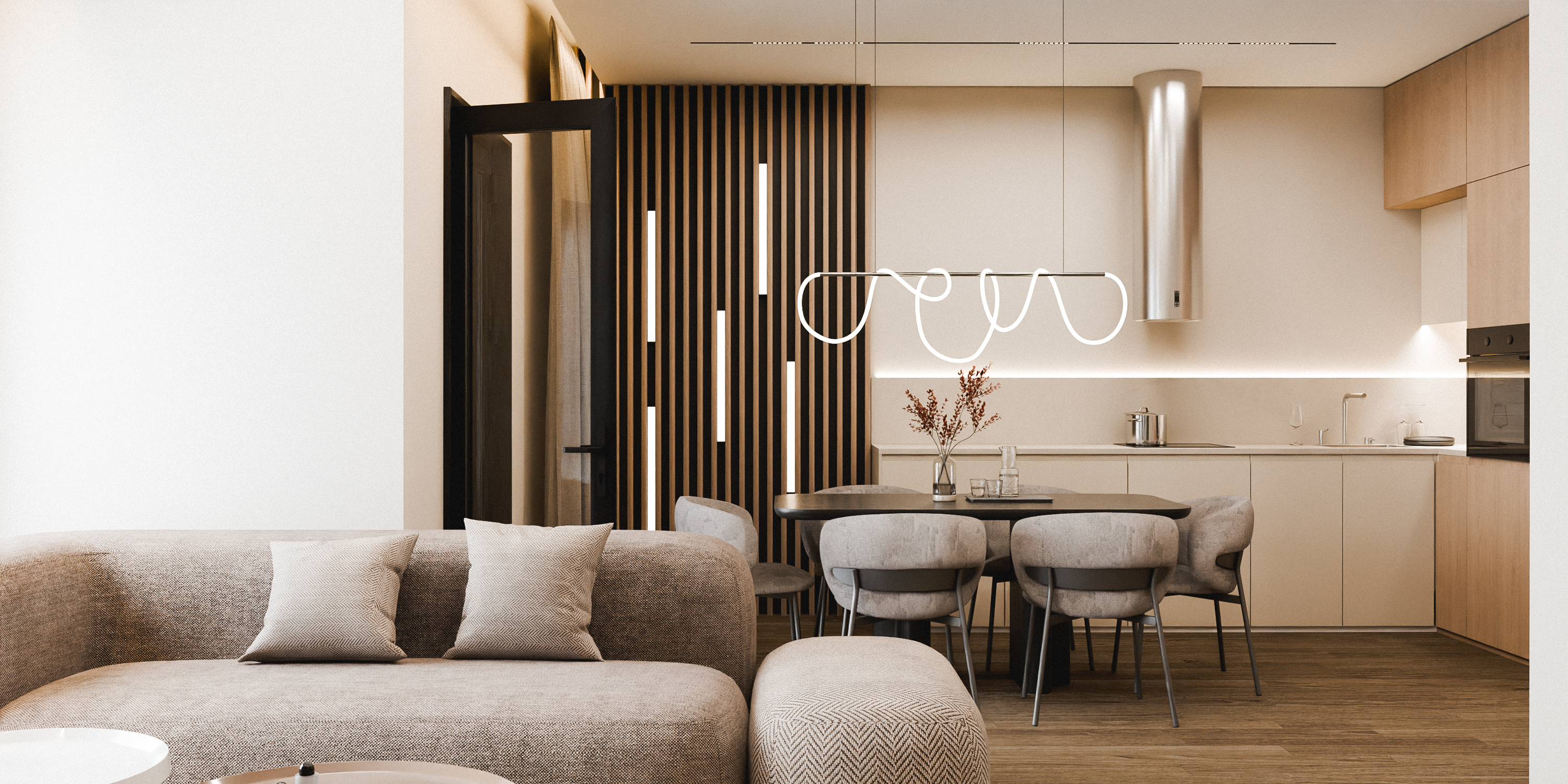 ЖК НОБЕЛЬ 厨房,客厅及卧室设计项目丨Овечкин Сергей-5